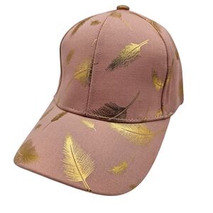 Gold Feather Pink Baseball Cap